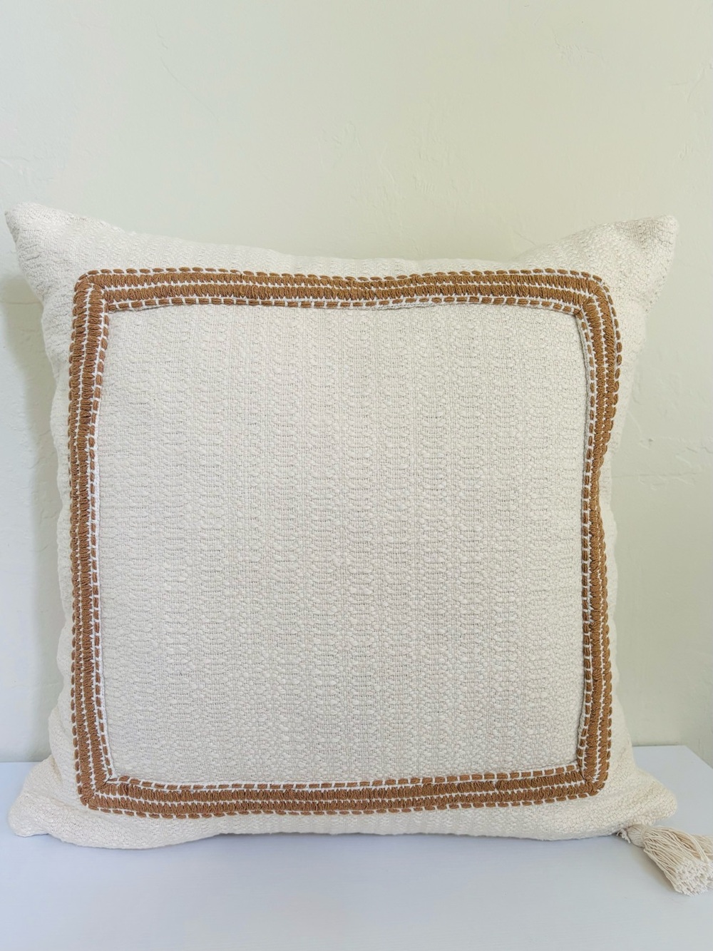 Threshold Designed with Studio McGee Embroidered Frame Square Throw Pillow NWT